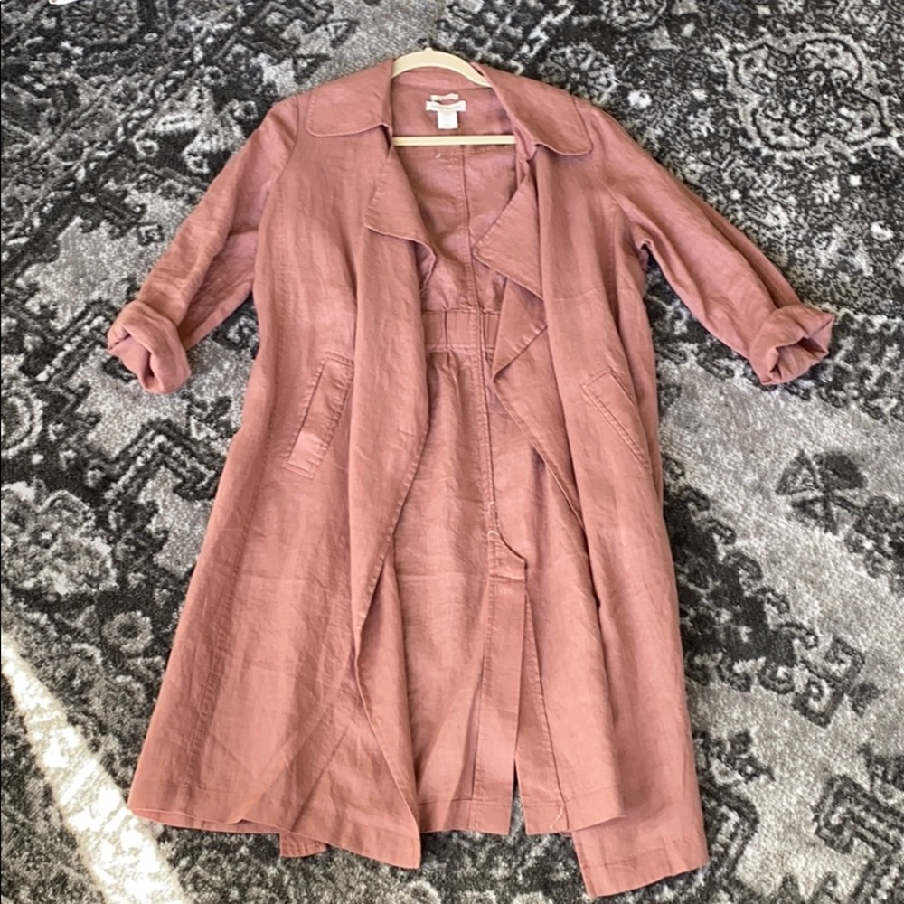 Linen jacket with belted waist